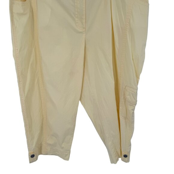 Chico's 3 Yellow Cargo Capris Pants Womens Size 16 Cotton stretch pockets - Picture 4 of 8